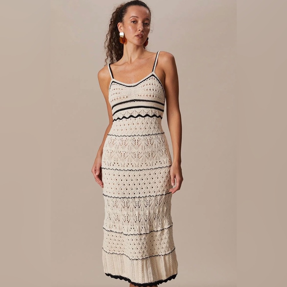 Crochet Eyelet See Through Midi Dress